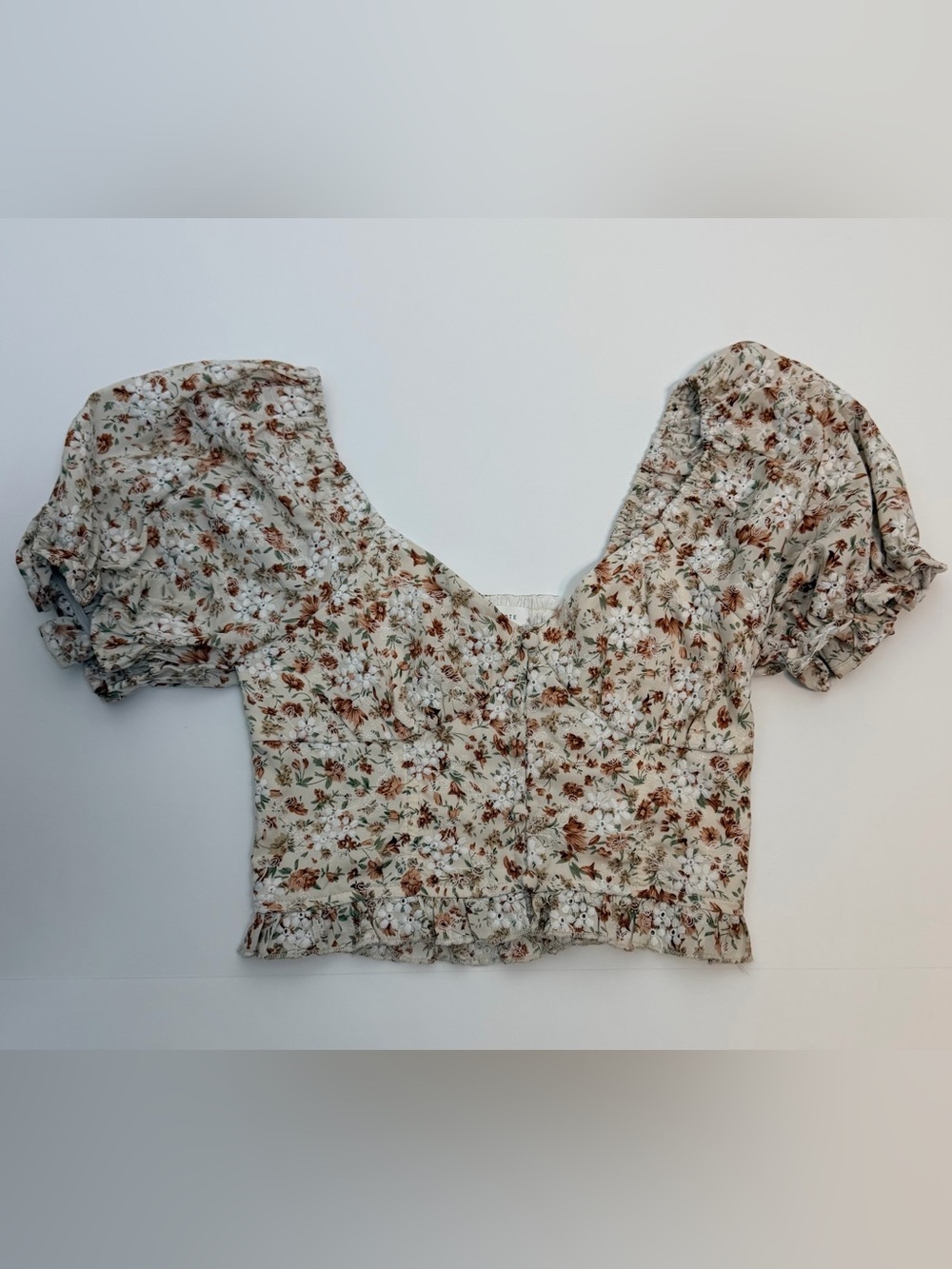 Altar’d State Fall Floral Puff Sleeve Corset Cream Cottagecore Boho Western XS